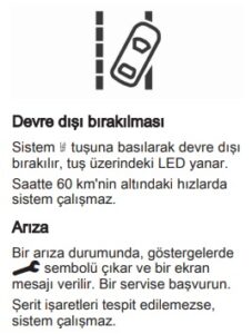 Opel Crossland şerit takip sistemi kapatma