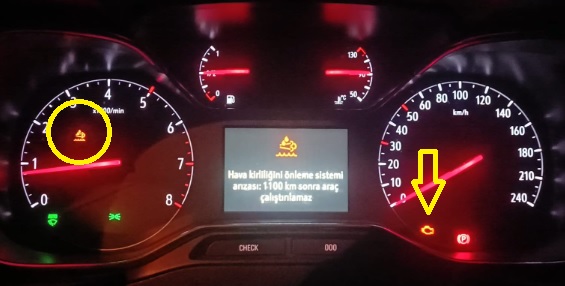 Opel Grandland x hava kirliliğini önleme sistemi arızası