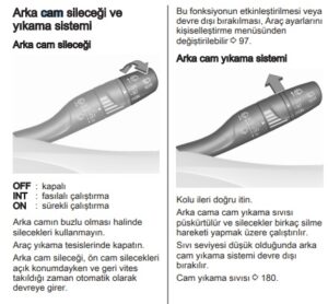 arka cam sileceğinin çalıştırılması