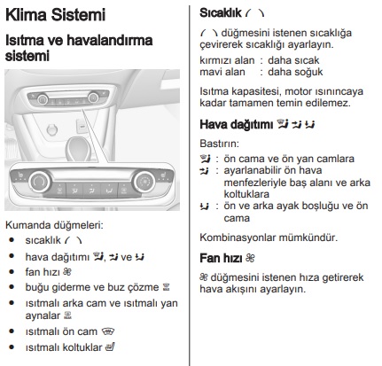Opel Crossland klima ayarları
