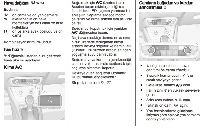 Opel Crossland klima ayarları