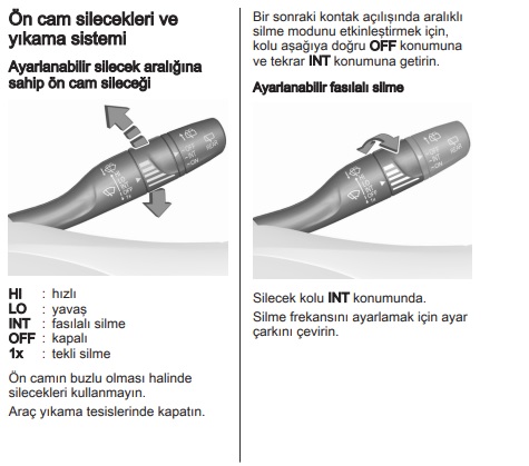 ön cam sileceği çalıştırma