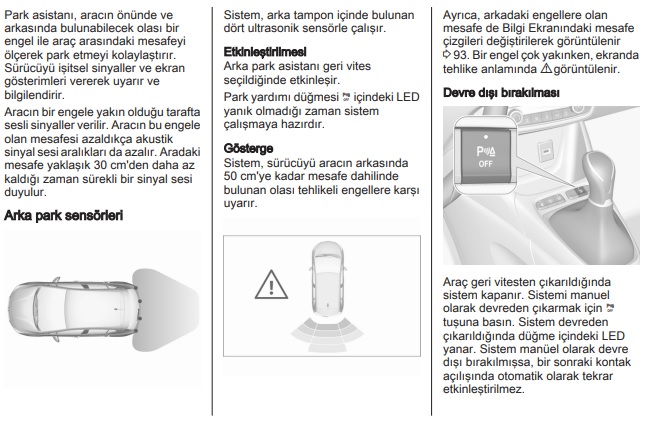 Opel Crossland park yardımı 