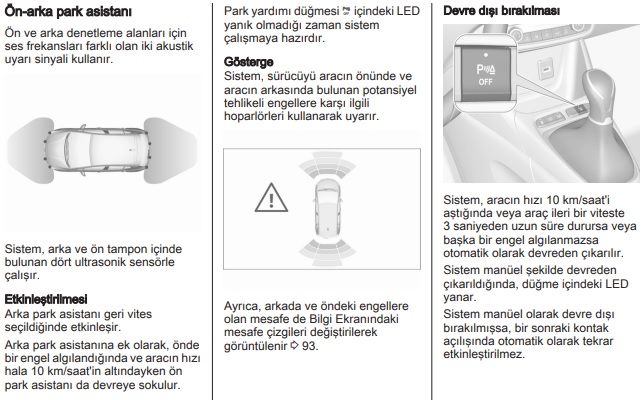 Opel Crossland park yardımı