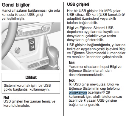 Opel Crossland projeksiyon bağlantısı