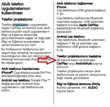 Opel Crossland projeksiyon bağlantısı