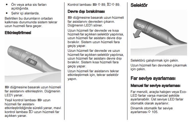 Opel Crossland otomatik uzun far nasıl açılır 