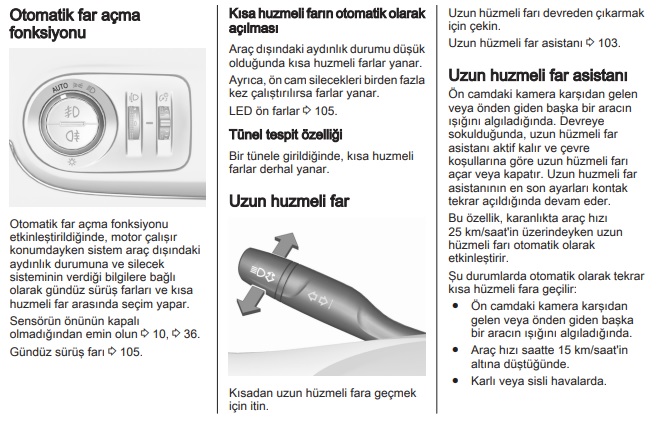 Opel Crossland otomatik uzun far nasıl açılır